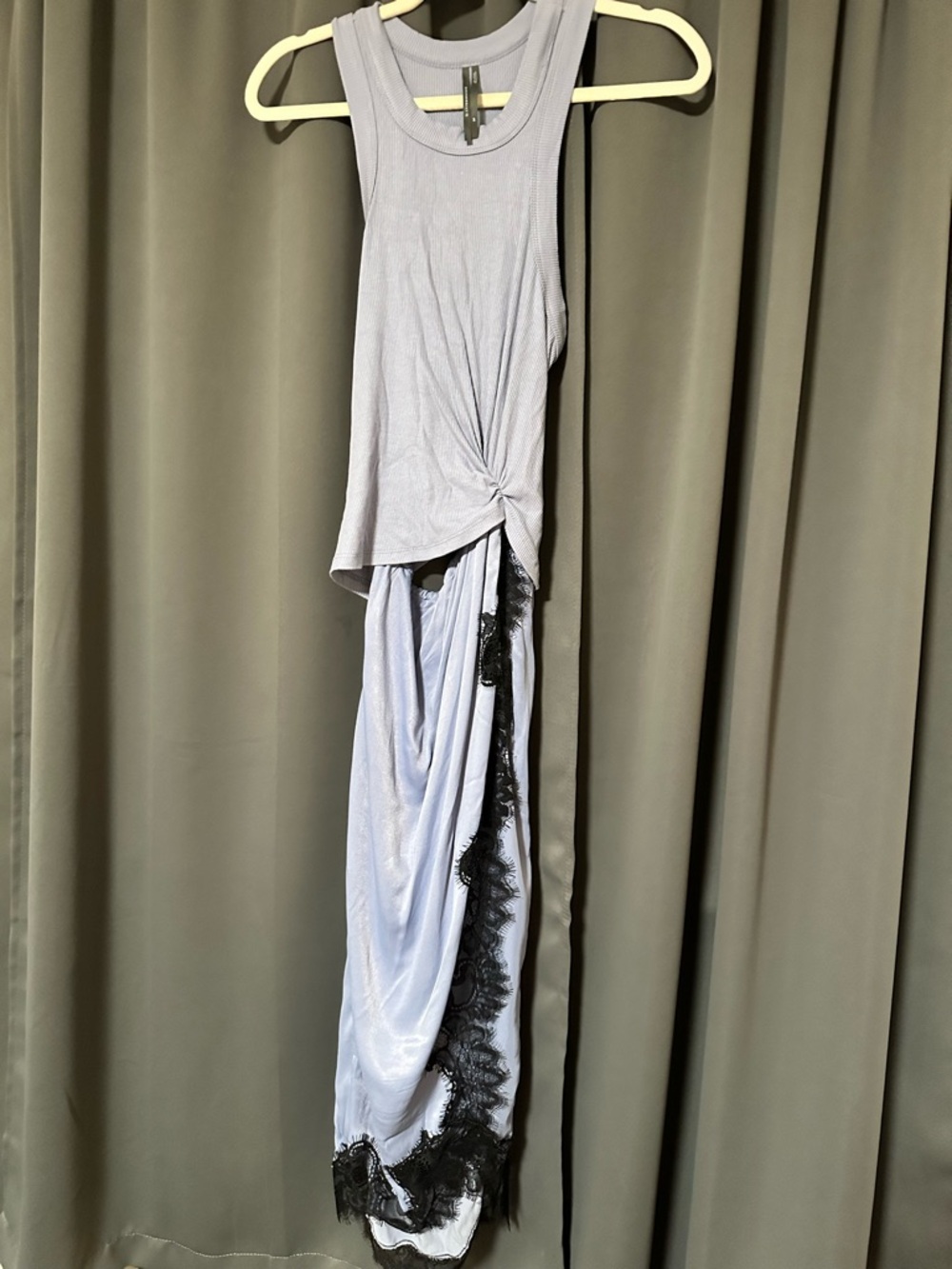 NWT Anthropologie Light Blue Lace-Trim Tank Midi Dress - Picture 5 of 6